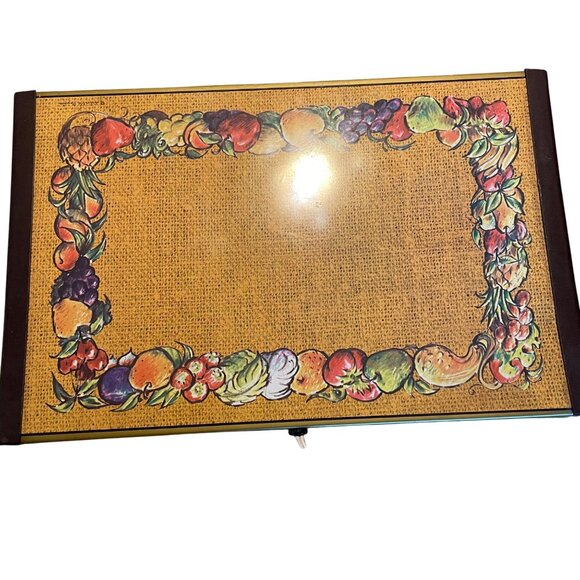 Vintage Electric Food Warmer Tray Hot Plate Fruit Border Design 17" x  11" x 1 1 - Picture 12 of 12